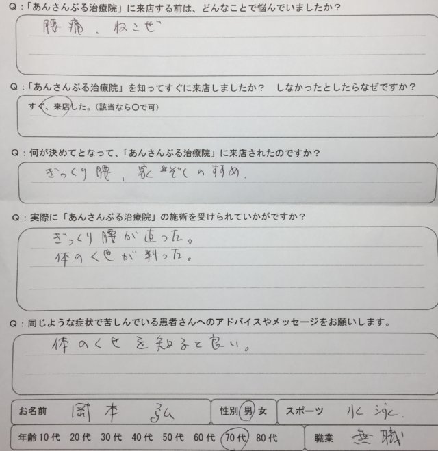 4日前にぎっくり腰発症【安静にするが治らない腰痛】改善した一症例