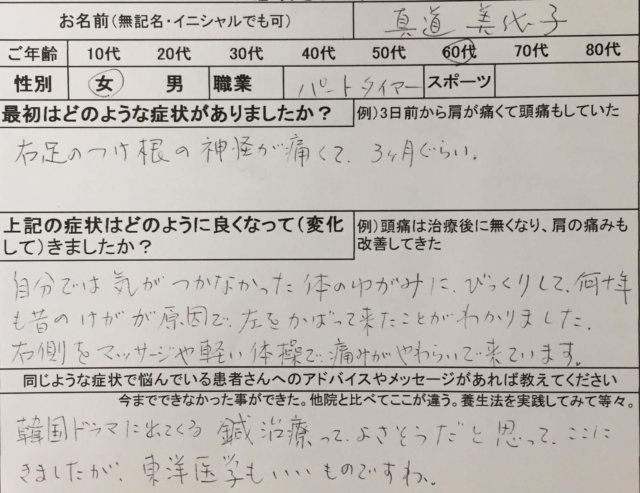 右足のつけ根の神経が痛い【2ヶ月前から】整体鍼灸治療で改善した1症例