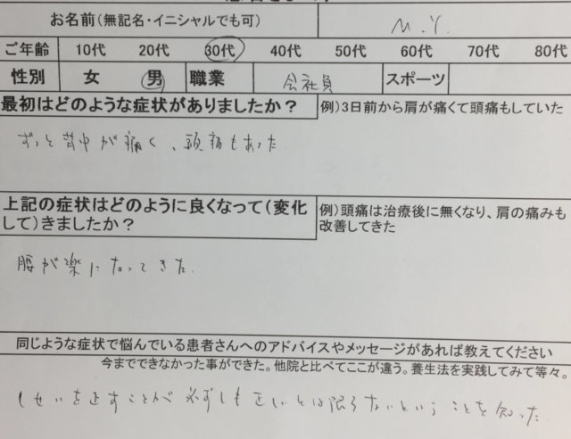 ずっと背中が痛く頭痛もある【姿勢が良すぎる】30代男性の1症例