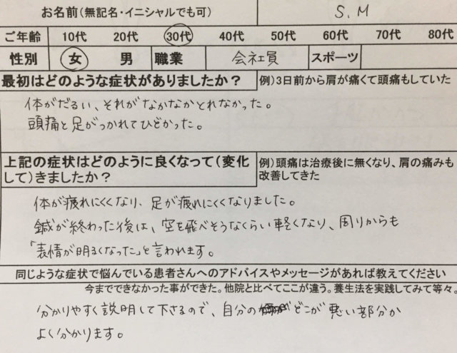 体がだるい、頭痛と足の疲れ【バセドウ病あり】30代女性の改善した1症例