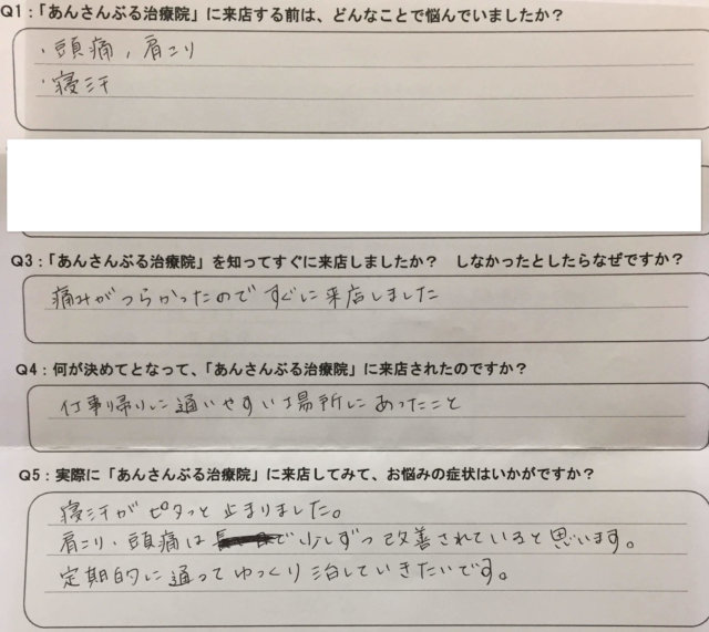 頭痛と肩こり陰虚による寝汗【MRI問題なしだった】30代女性の1症例